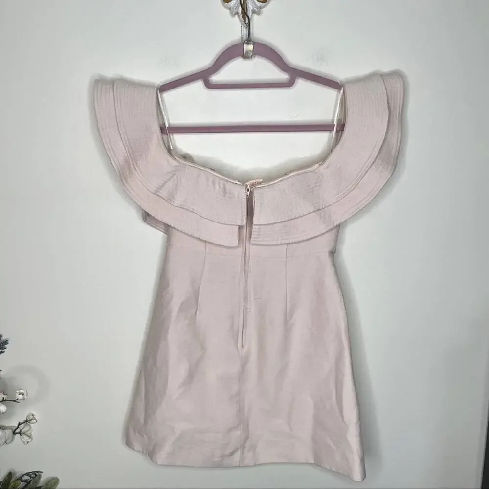 C/MEO COLLECTIVE First Impression Ruffle Dress Blush Pink Sz S {U27}